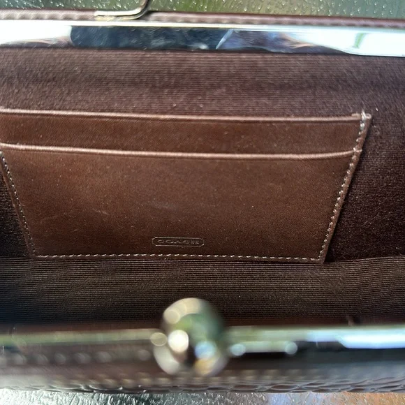 Coach Brown Embossed Wristlet